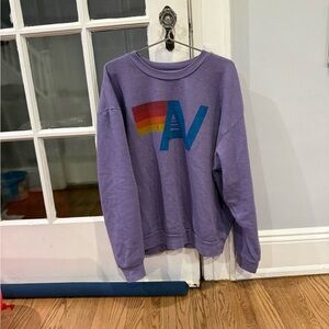 Aviator Nation Purple Crewneck with Rainbow Logo